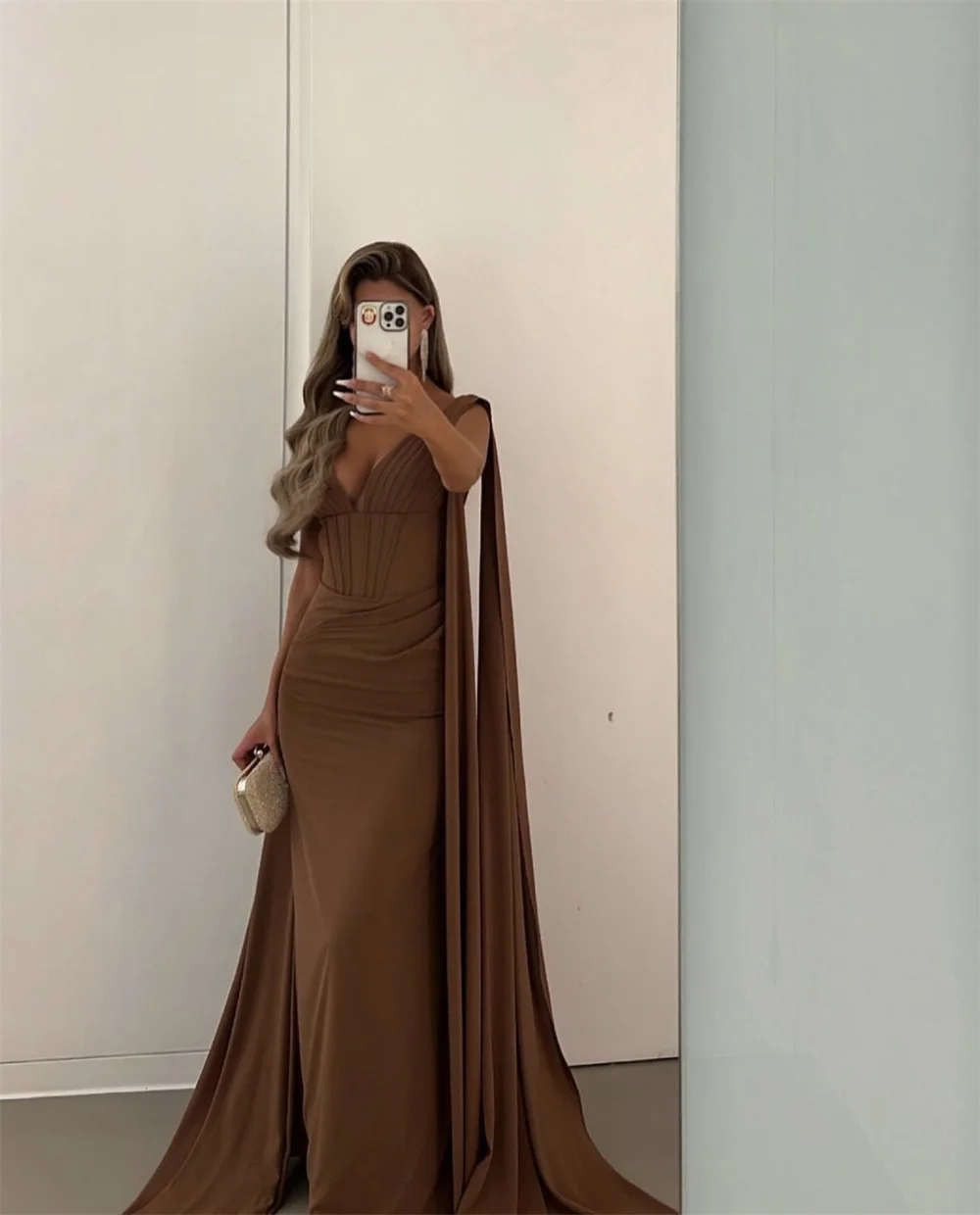 Jessica Brown Prom Dress Mermaid Cloak Dubai Saudi Arabia Evening Dress فساتين السهرة Formal Occasions Wedding Party Dress