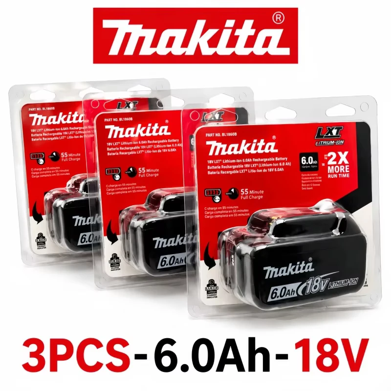 2026 Authentic Makita 6000mAh battery, hot selling 18v tools battery, replaceable DHR202 DJV182 DDF487 DTW700 DGA404 DTD173