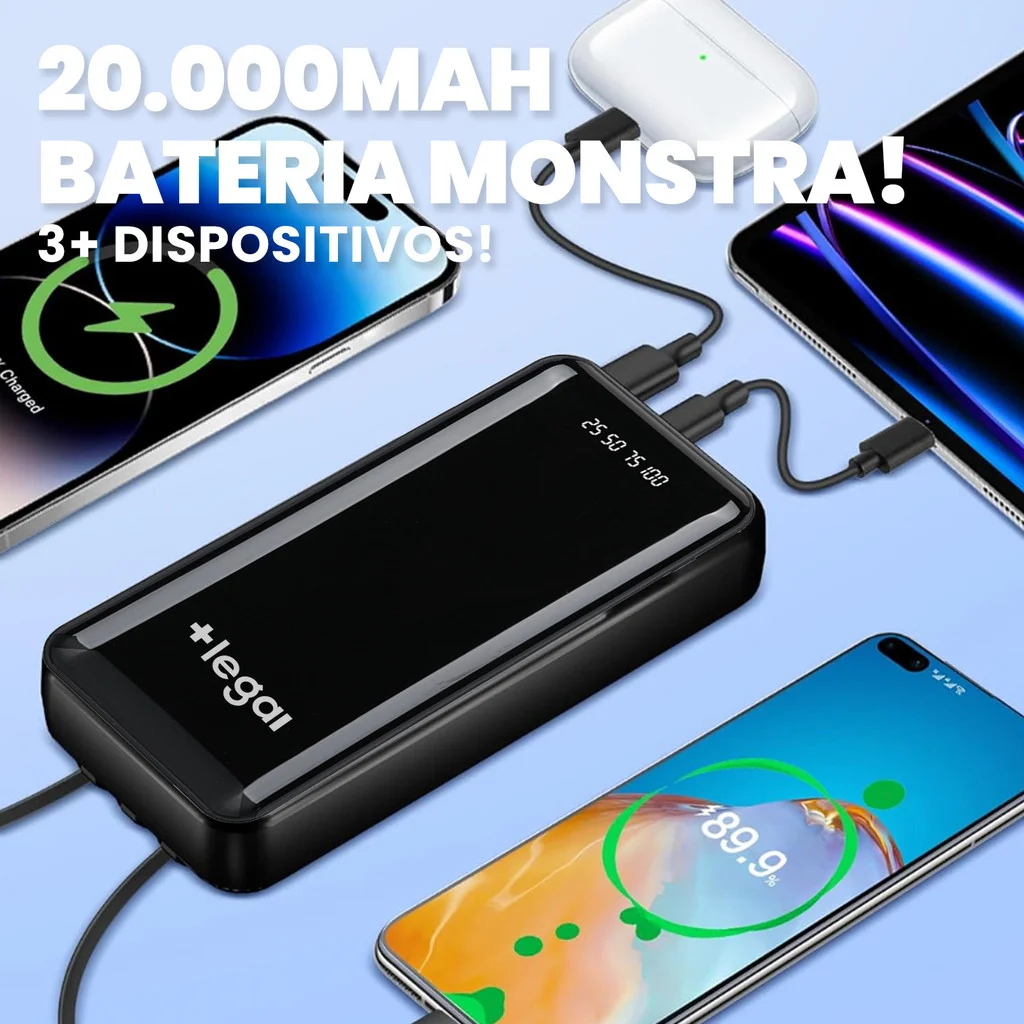 Power Bank 20000mAh Favo De Mel Carregador Portátil Rápido Design Estético Para Celular Viagem