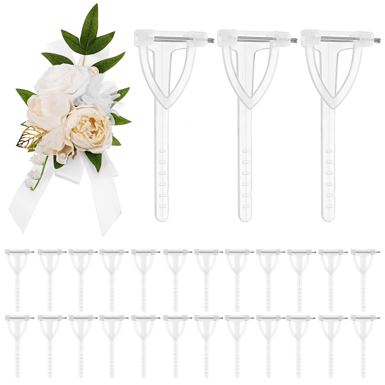 

90pcs Transparent Triangle Brooch Pin Stick Lightweight Plastic Pins for Boutonniere Crafts DIY Clothing Accessories Men Women