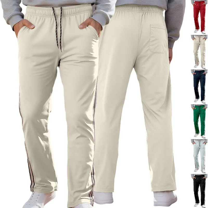 Men's Side Stripe Track Pants Drawstring Elastic Waist Casual Joggers 2026