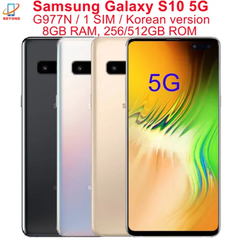 Samsung Galaxy S10 5G G977N 6.7" 8GB RAM 256GB ROM Octa Core NFC Exynos Korean Version Genuine Original Unlocked Cell Phone