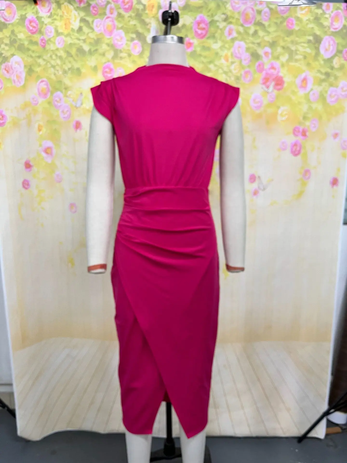 Mandylandy Summer Bodycon Midi Dress Solid Color Slim-fit Hip-wrapped Elegant Long Dress Sleeveless High Waist Sheath Dress