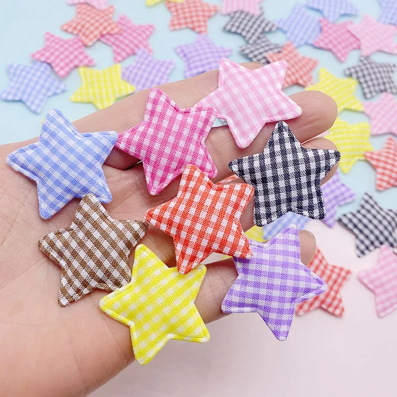 80 Stück 3,5 cm Gitterstoff-Stern-Applikationen mit Polsterung für DIY-Haarspangen, Accessoires, Kleidung, Kopfbedeckungen, Dekorations-Patches – Detail 4