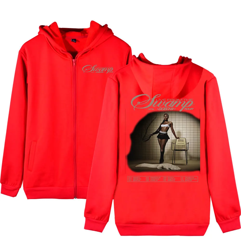 Doechii Live from the Swamp Tour 2025 Bluzy z kapturem Merch Damskie Męskie Długi rękaw Moda Casual Bluza z kapturem na zamek błyskawiczny