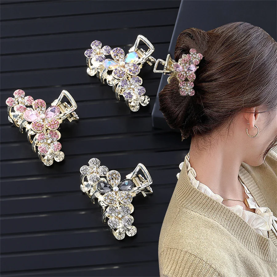 Fashion Metal Hair Claw For Women Gold Color the flowers Crab Hair Clip Korean Elegant Geometric Hairpin Girl Hair Accessories