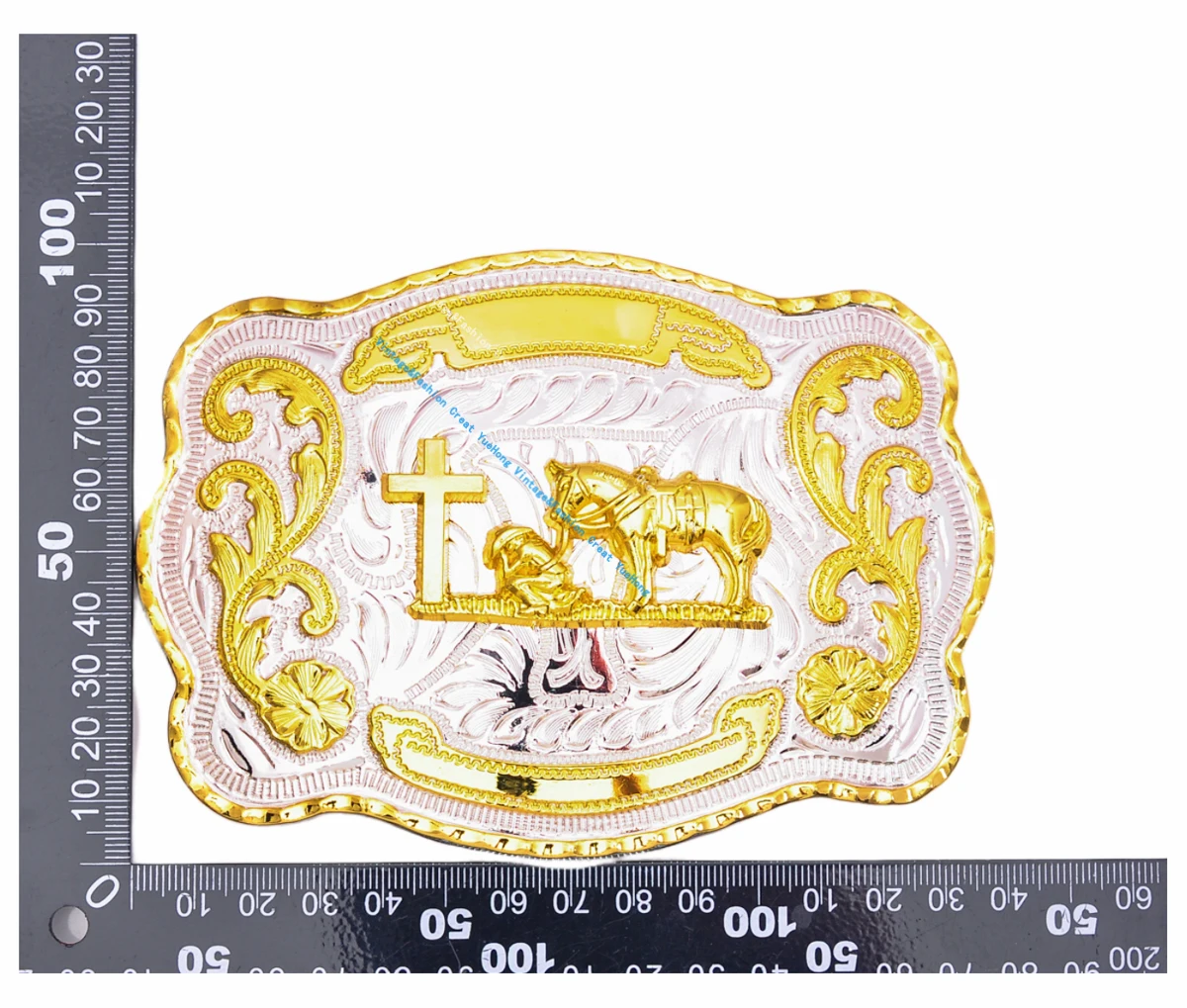 Мужской прямоугольный ремень Техасский ковбойский лошадь молитва золотой крест Родео длинная огромная блестящая кожаная пряжка подходит для ремня 40