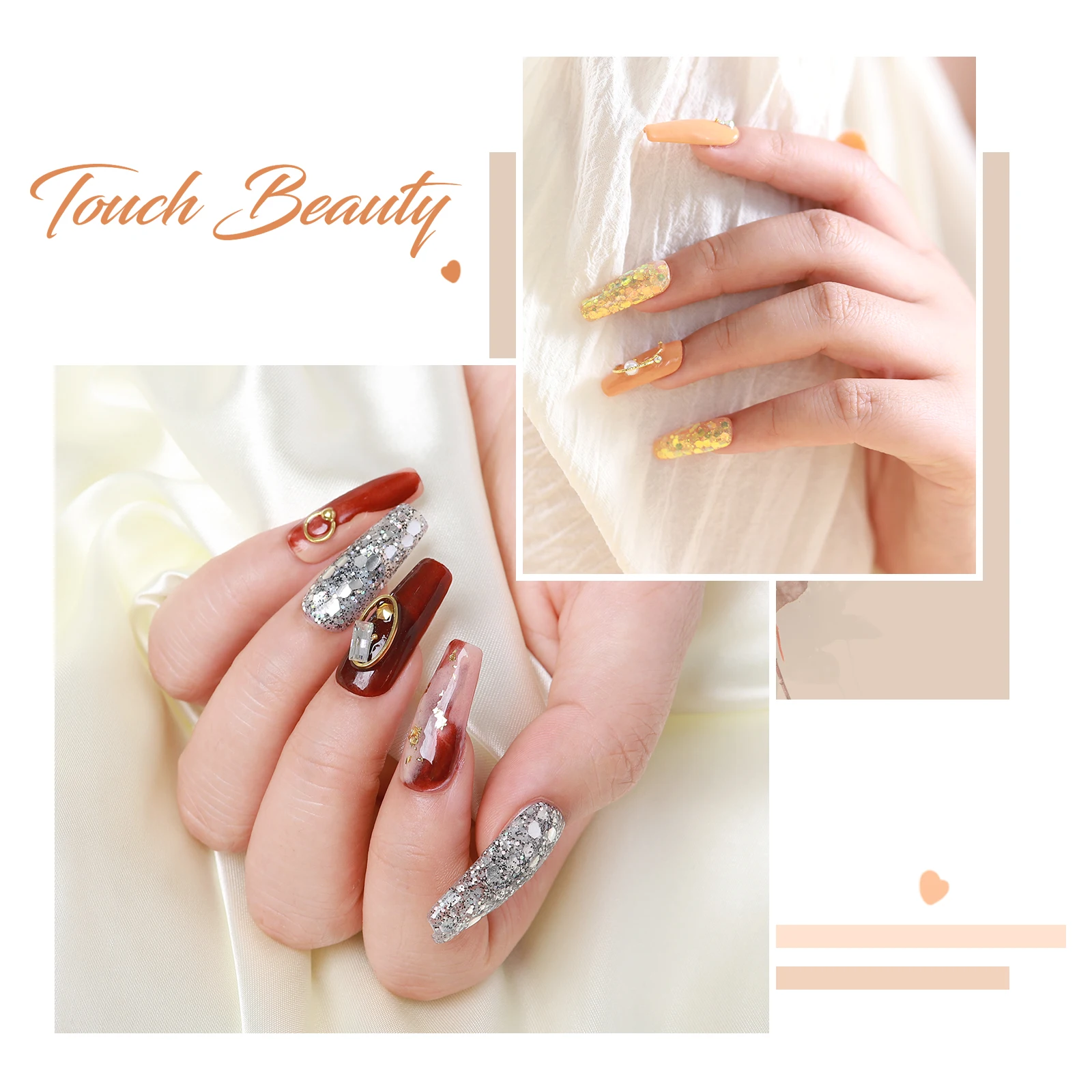 กล่อง 8 สี * ชุดผงเล็บ 10 กรัม เหมาะสําหรับผู้หญิง ออกแบบเล็บ DIY ของขวัญร้านเสริมสวยสําหรับผู้หญิง