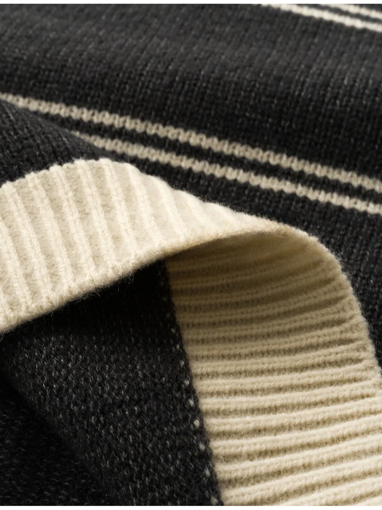 Slim Fit Long Sve Strickpullover Damen SLE Retro ey Stripe Collared Overalls Vielseitiges Herbst-Top für Studenten