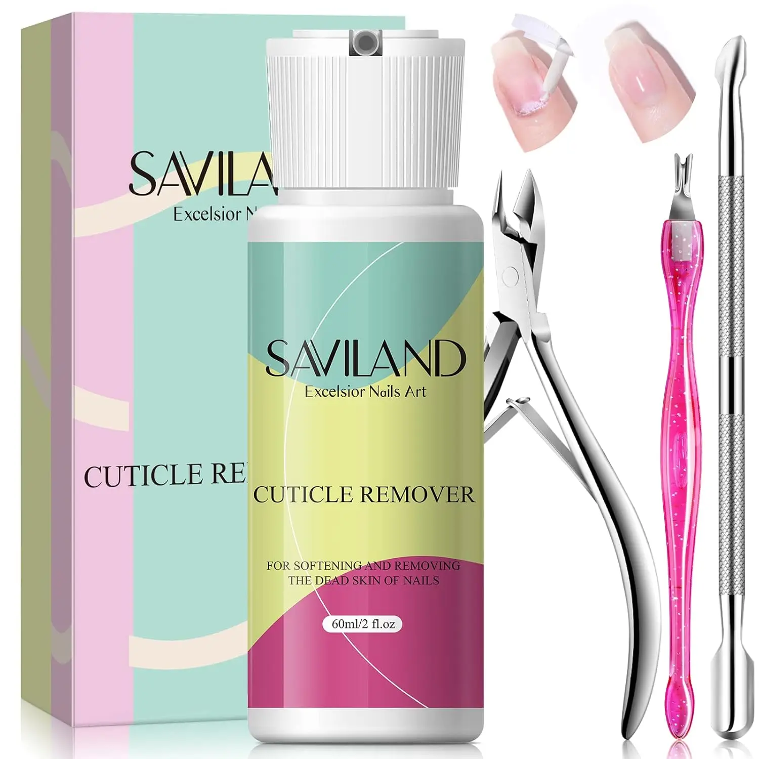 

Professional Cuticle Remover Kit - 2.03 oz Cream with Trimmer, Nipper & Pusher - Nail Care Manicure Set