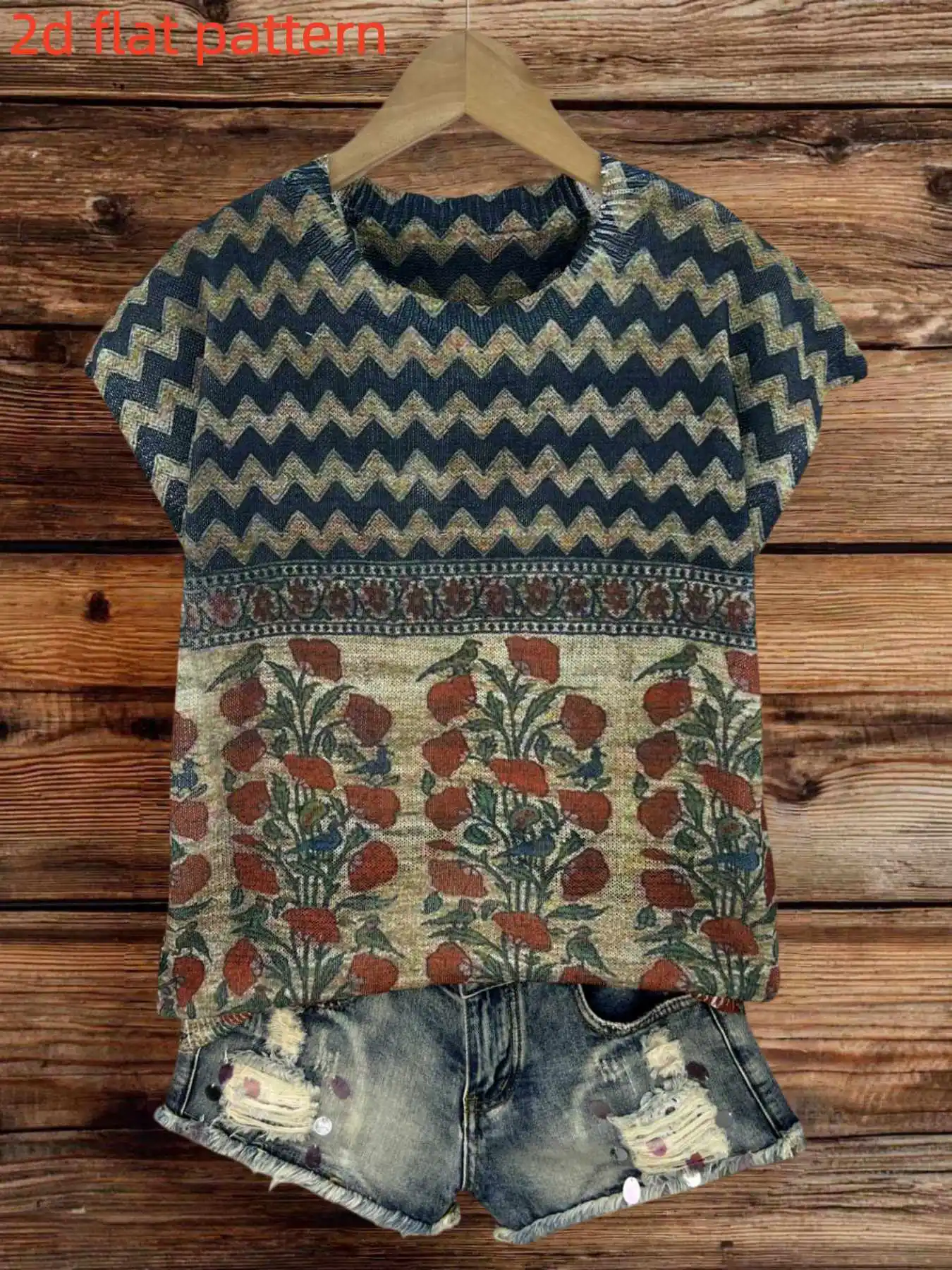 Diseño Estampado - Top de Mujer sin Mangas con Cuello Redondo, Estampado Digital Plano, Moda Primavera/Verano, Ropa de Mujer Moderna