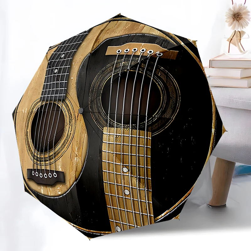 

1 шт. Yinyang гитарный зонт с автоматическим открытием/закрытием, прочная железная рама и 8-групковая конструкция, зонт для женщин и мужчин, рождественские подарки