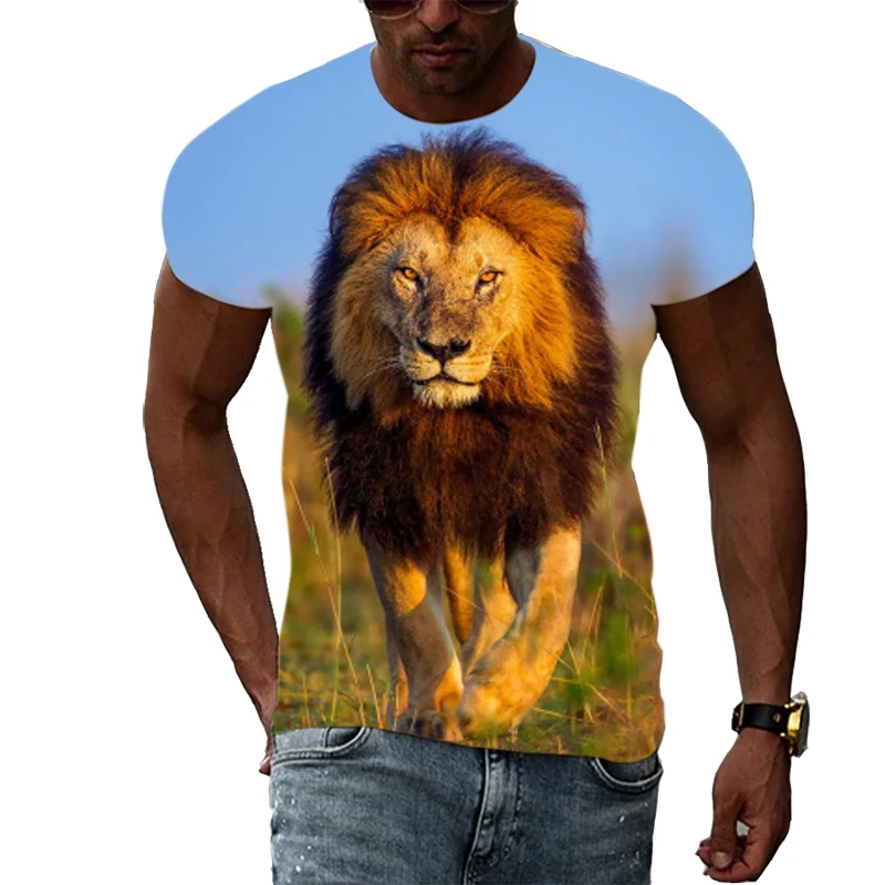 Summer New Creative Lion graphic t shirts Men Fashion Casual Trend Animal Pattern T-shirt harajuku 3D Printing streetwear Tops