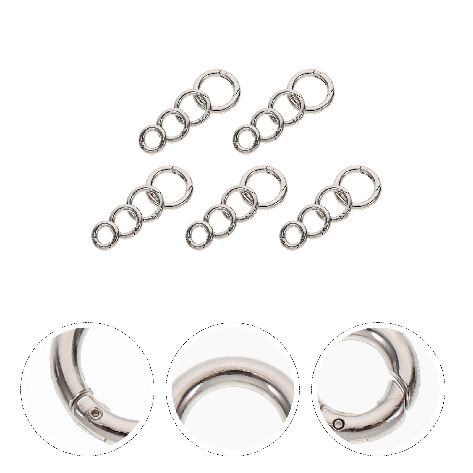 

20pcs Zinc Alloy Keychain Set Spring O ring Multi purpose Lightweight Smooth Surface Hardware Accessories