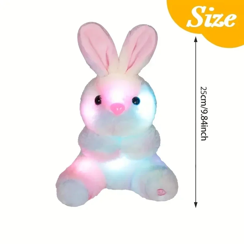 Peluche stellato che si illumina al buio, morbido poliestere, coniglio di peluche per bambini, regalo di Pasqua, camera da letto, giocattolo notturno decorativo