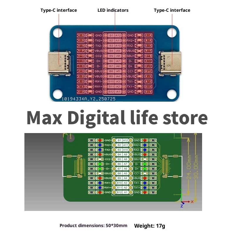 1/3 قطعة جديد مزدوج الرأس Type-C كابل شحن سريع لوحة اختبار مناسبة لاختبار كابل الهاتف #6