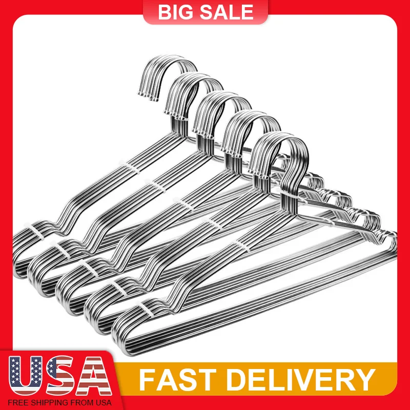 

50 Pack Stainless Steel Hangers Heavy 16.5 Inch Ultra Thin Space Saving Coat Hangers with Non Slip Grooves for Shirts Pants