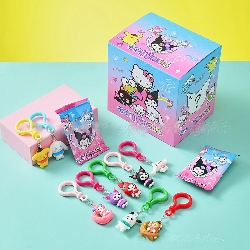 32pcs Sanrio Family Blind Box Key Chain Anime Peripheral Products Action Toy Figure Kawaii Figurine Doll Kids Gifts