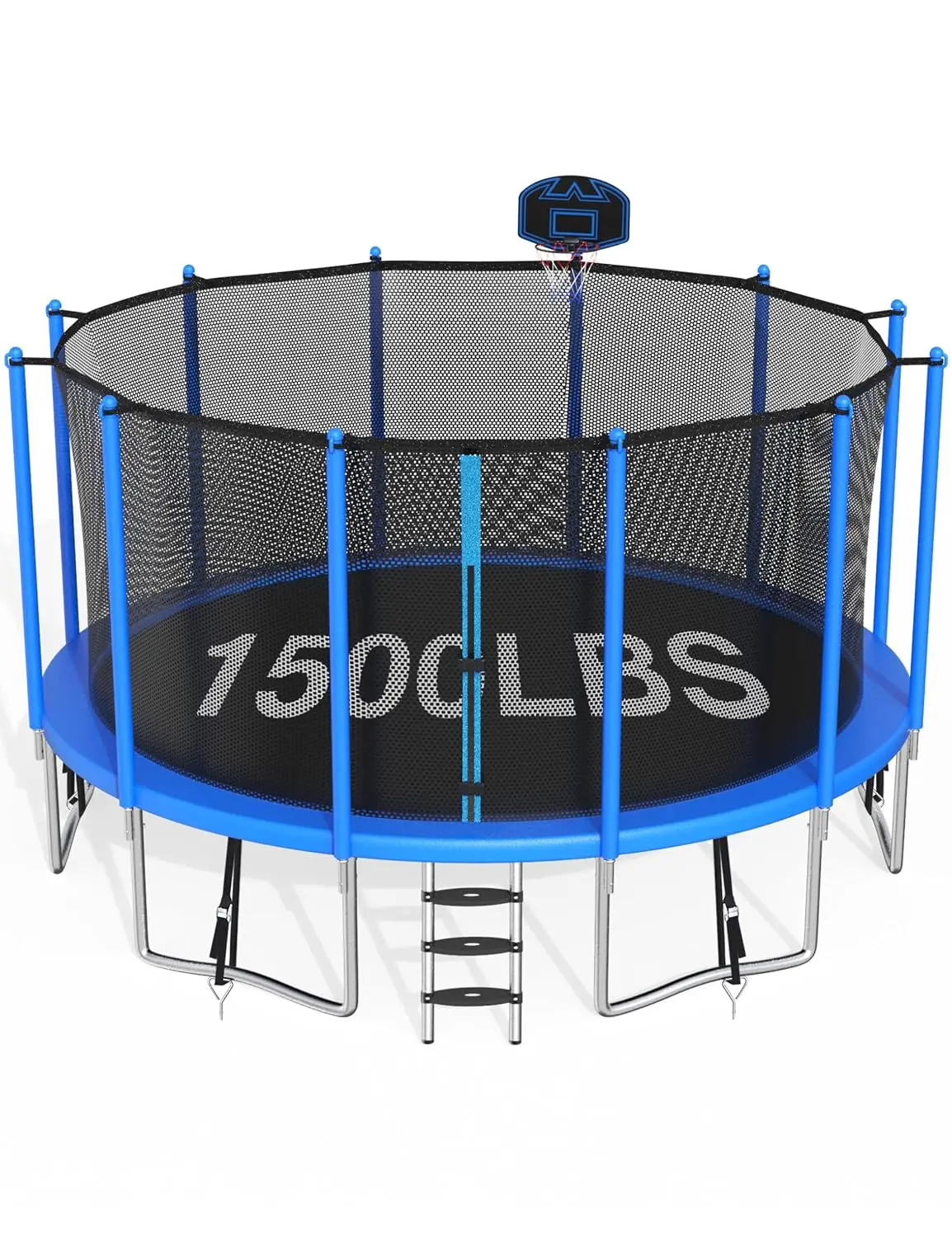 1500LBS Capacity No-Gap Design 8 10 12 14 15 16 FT Recreational Jumper with Enclosure Net, Wind Stakes & Basketball, Customized