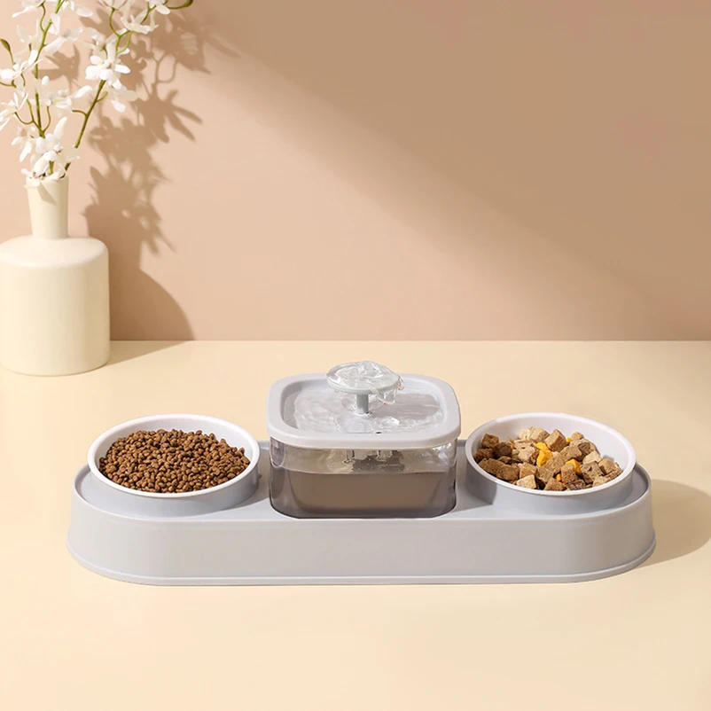 Cat Food Bowl Pet Automatic Feeder Water Dispenser Dog Cat Food Container Drinking Dish Anti Slip Double Bowl