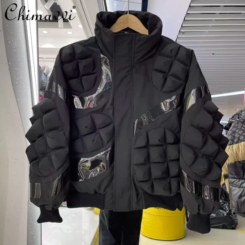 

2024 Winter New Stand-up Collar Solid Color Short Down Jacket with The Same Personality Cool White Goose Down Jacket For Women