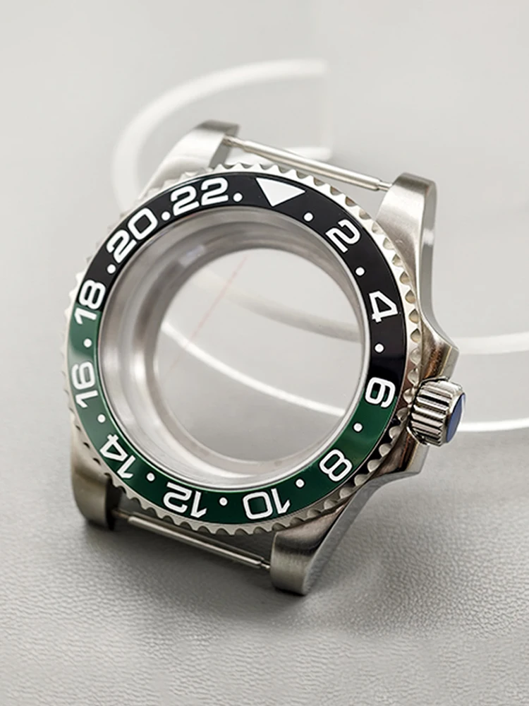 

40mm Silver SUB Watch Case Sapphire Glass Fit 4R36 4R35 NH35 NH36 7S Movement Transparent Back Cover Men Watch Cases Parts Refit