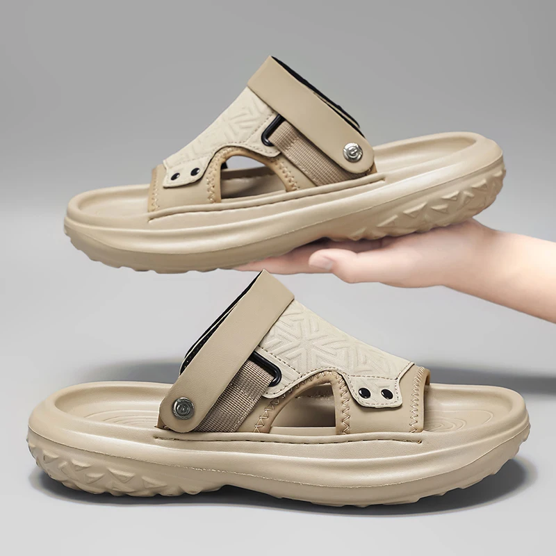 2026 Autumn Men Casual Shoes Comfortable and Fashionable Leather Footwear Youth Solid Colour Sports Man Trendy Anti Slip Sandals