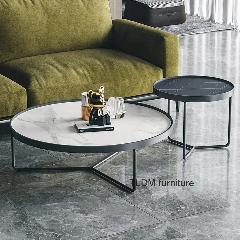 

Nordic Luxury Coffee Tables Round Metal Modern Living Room Coffee Tables Minimalist Design Mesa Auxiliar Salon Furniture