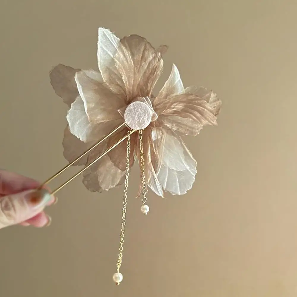 

Chinese Style U-Shaped Hairpin Flower Pearl Tassels Hair Sticks Hairpins Ladies Elegant Headwear Headdress Hair Accessories Gift