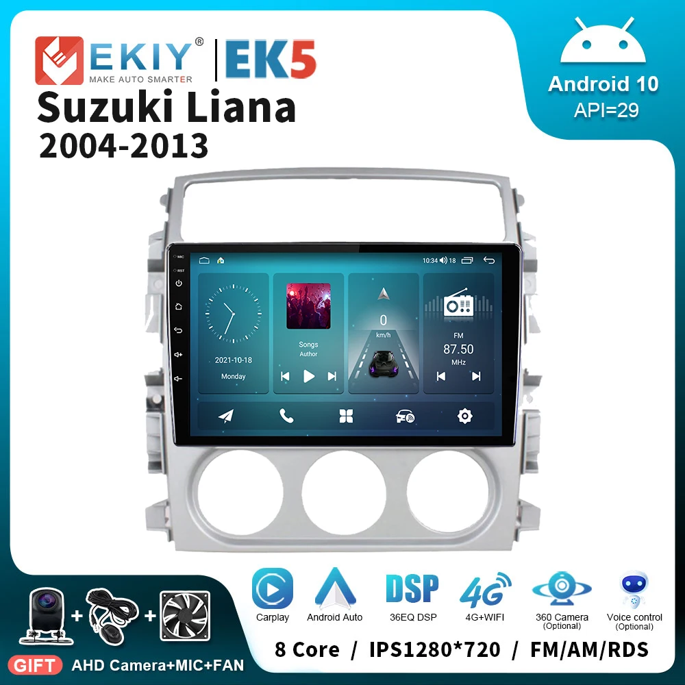 EKIY EK5 2 Din DSP Car Radio For Suzuki Liana 2004 - 2013 4G 64G Multimedia Player Android Auto Carplay Stereo GPS Tapr Recorder