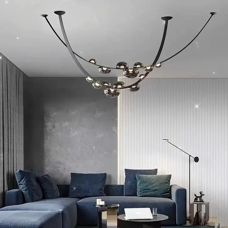 Nordic Belt Design Led Pendant Lights Dimmable for Living Dining Room Showroom Villa Ceiling Chandelier Home Decor Luminaires