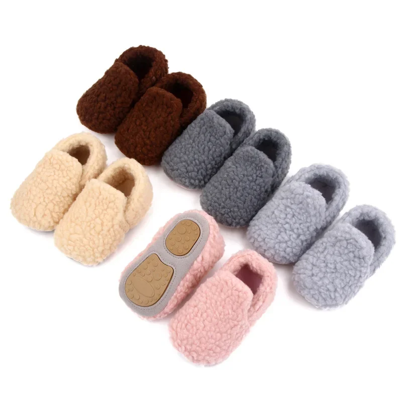 Scarpe da bambino in stile coreano carino peluche cotone addensato inverno autunno scarpe calde neonato calzature per bambini scarpe per bambini tinta unita