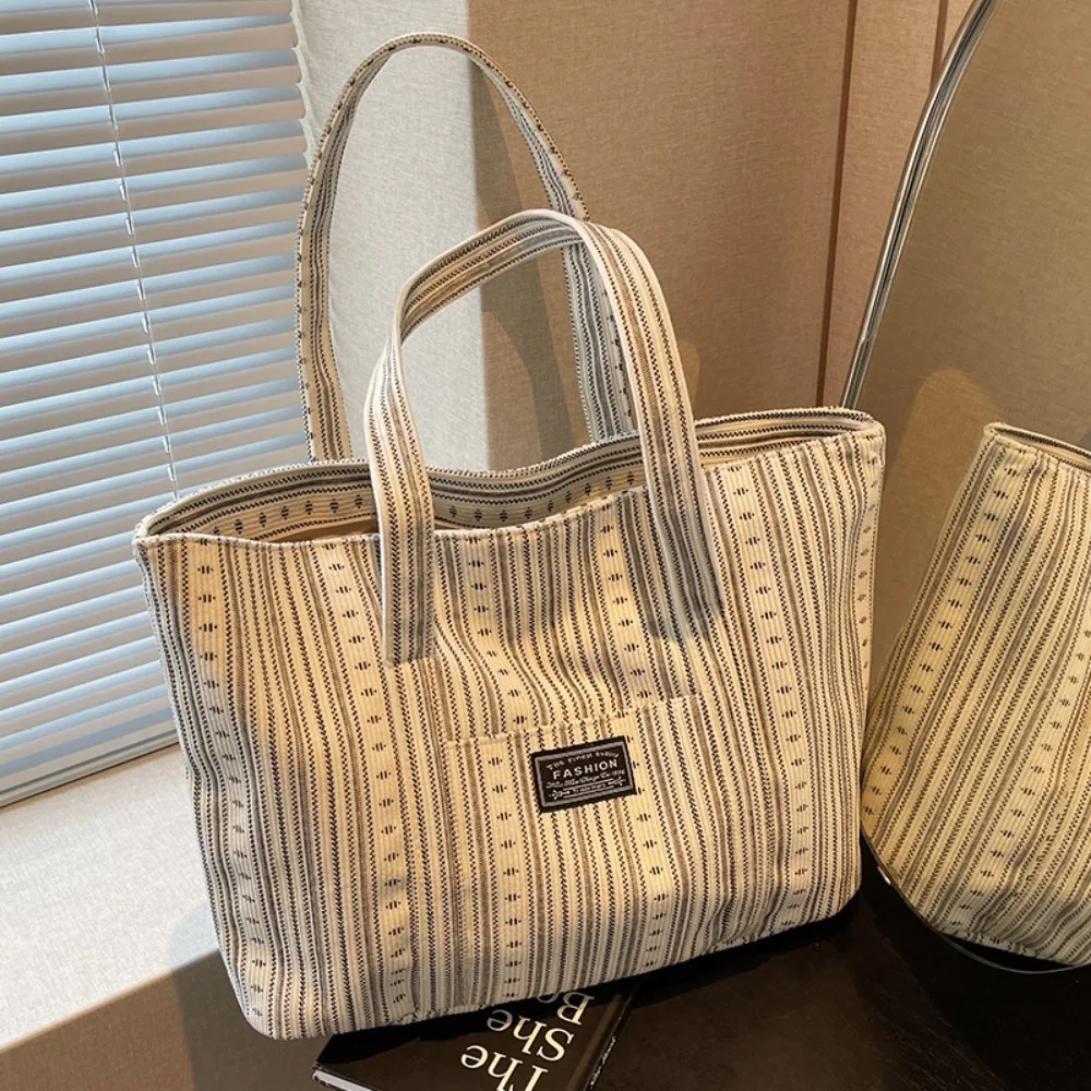 

Fashionable Large Capacity Canvas Tote Bag Portable Original Mommy Bag All-match Minority Design Commuting Shoulder Bag Travel