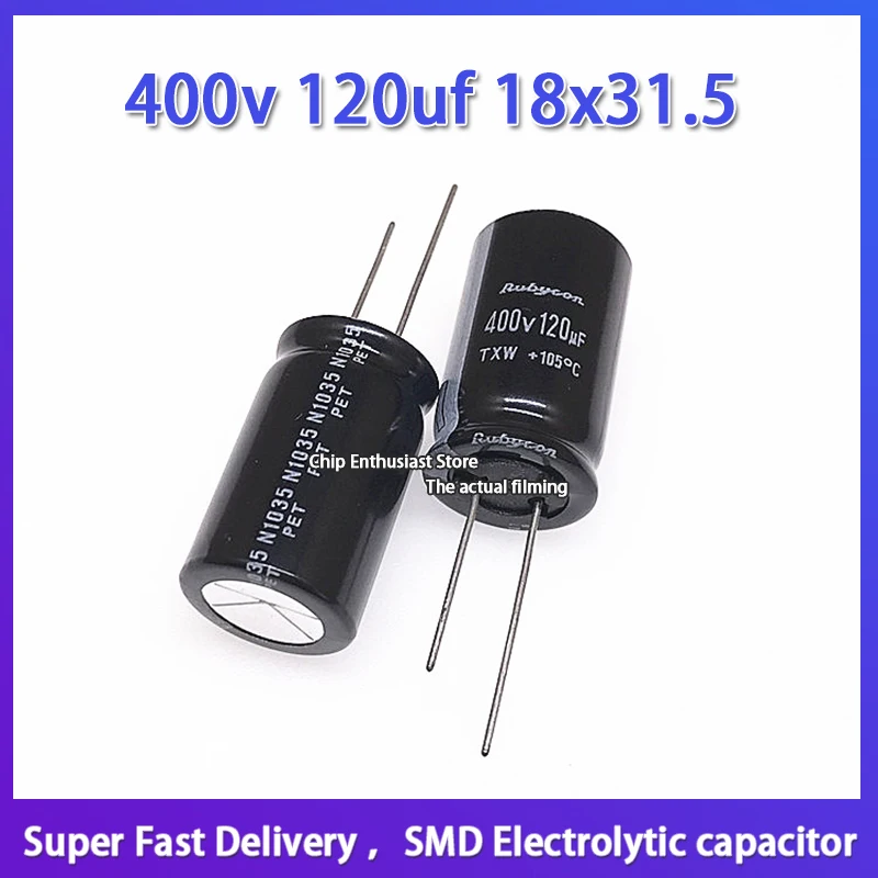 

Rubycon imported aluminum electrolytic capacitor 400v 120uf 18x31.5 ruby txw high frequency and long life 18*31.5mm 400V 120UF