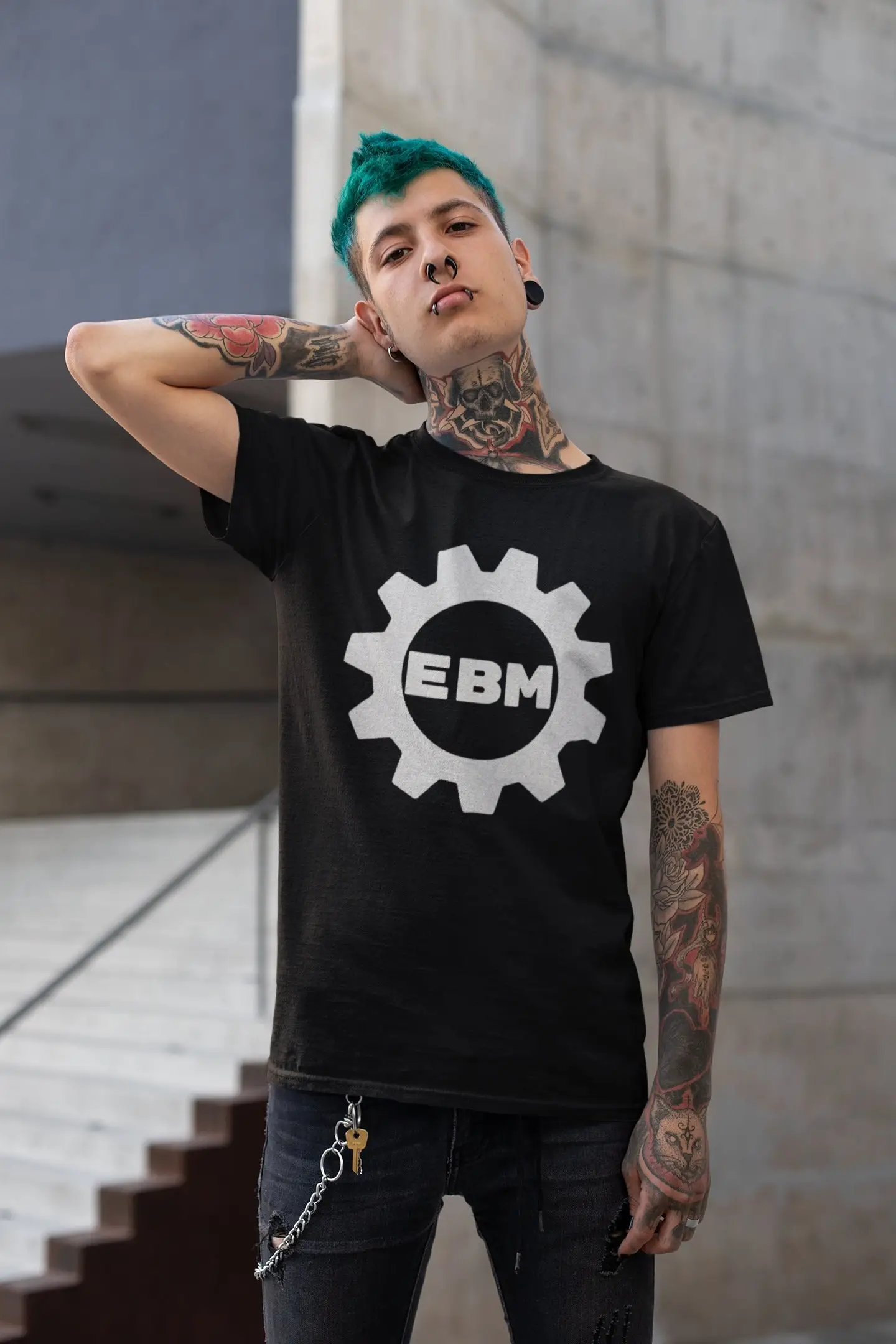 Koszula EBM industrialna odzież gotycka T-shirt z motywem muzycznym