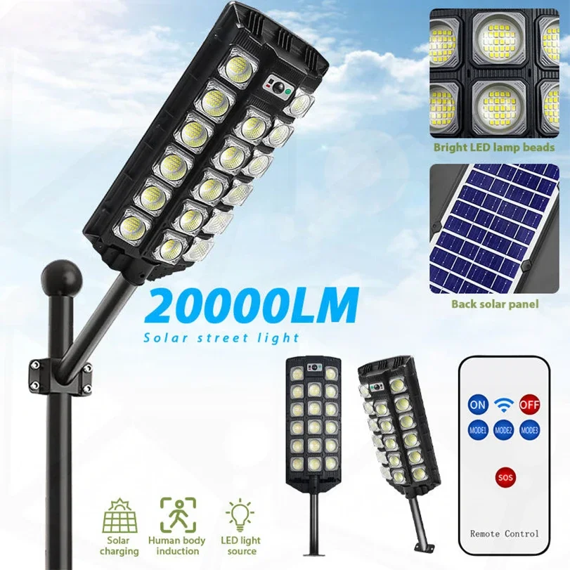 

Powerful 20000Lm Solar Lights Outdoor Waterproof for Lighting Solar Street Lights Human Induction Motion Sensor Yard Wall Lamps