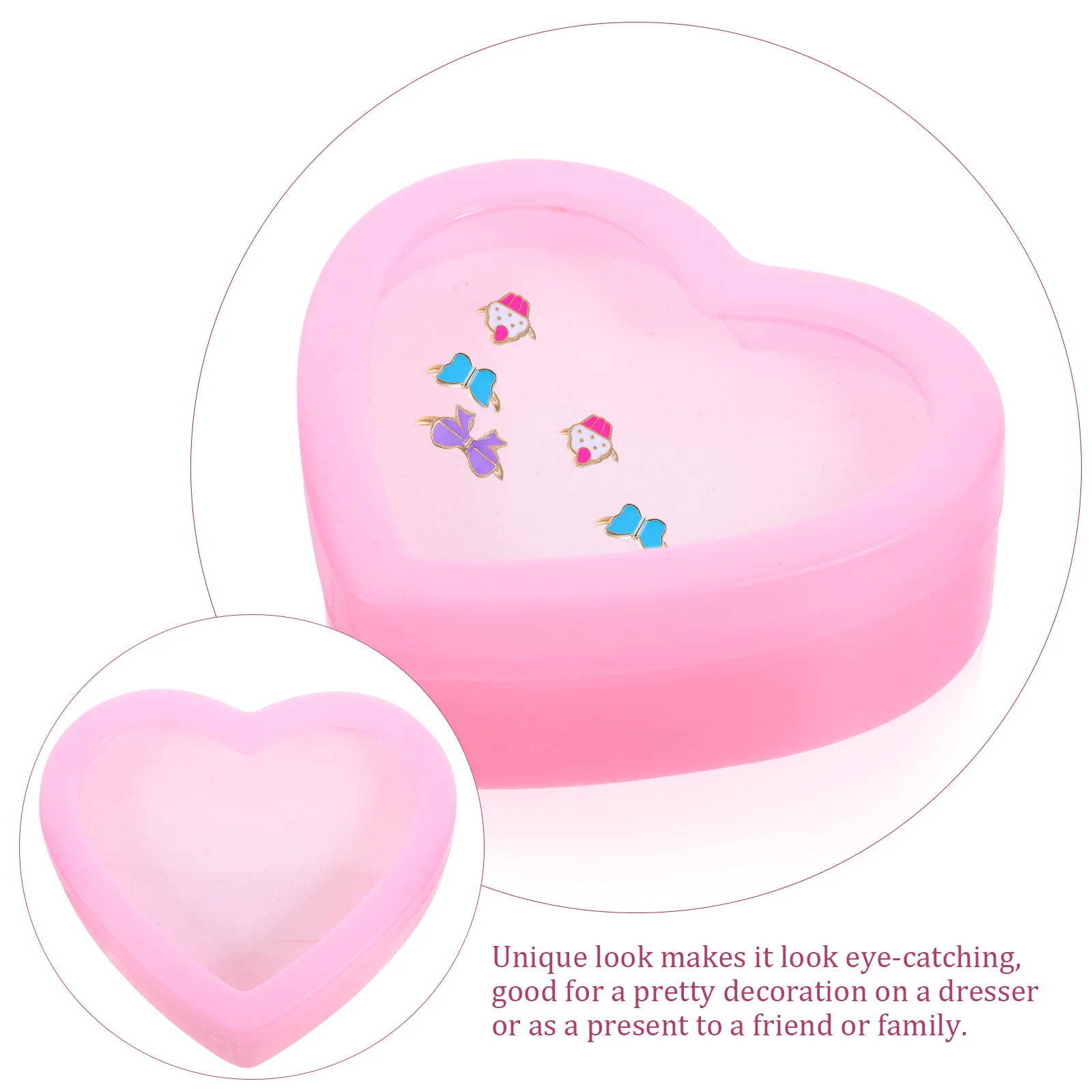 

1pc Heart Shaped Ring Storage Box Toddler Finger Rings Container Jewelry Organizer Multiple Slots Earring Holder Gift