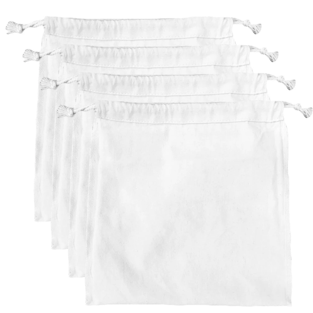 

4Pcs Drawstring Bag for Rice Flour Food High Quality Material Eco Friendly Daily Use Storage Pouch Household Bag