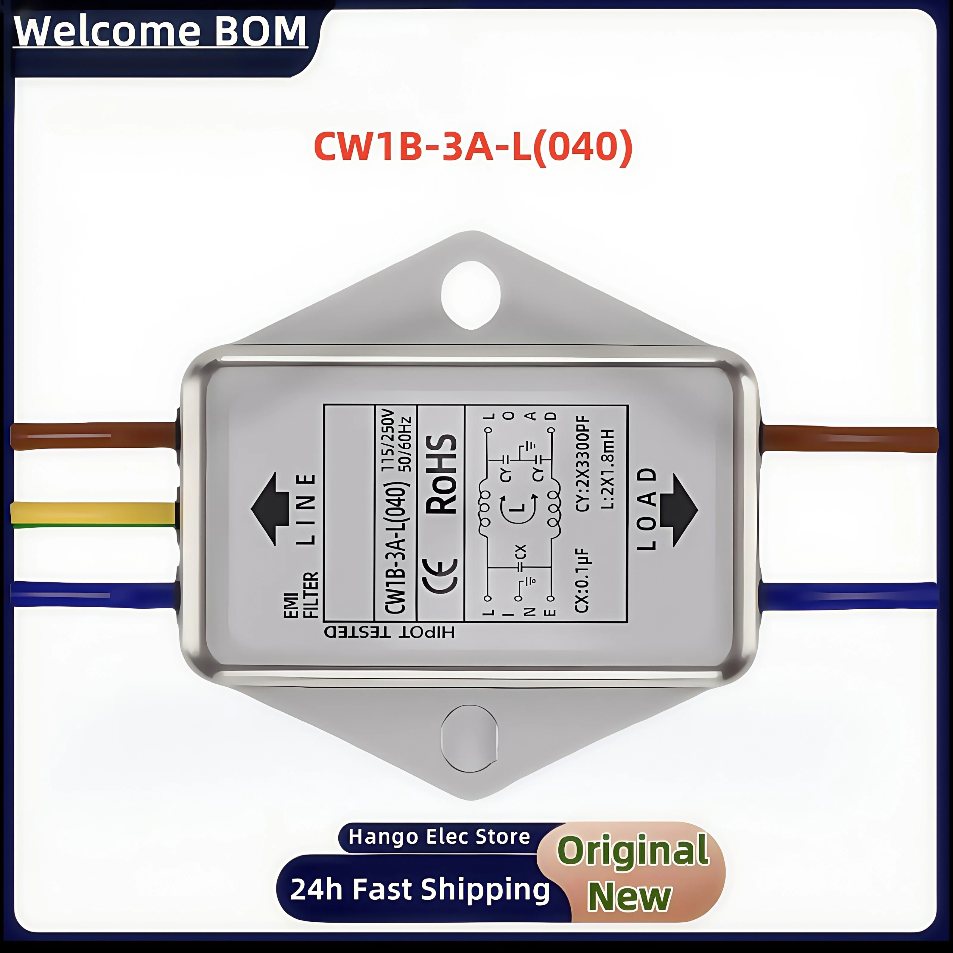 CW1B-3A/6A /10A-L(040)Anti-interference AC 220V power supply filter EMI line audio purifier CW1B-10A-L