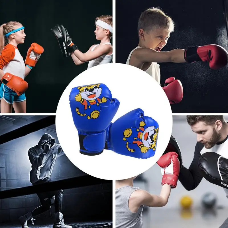 Youth Boxing Gloves PU Leather Breathable Cartoon Pattern Junior Training Mitt boy girl Training Glove Applicable 3-12 years old