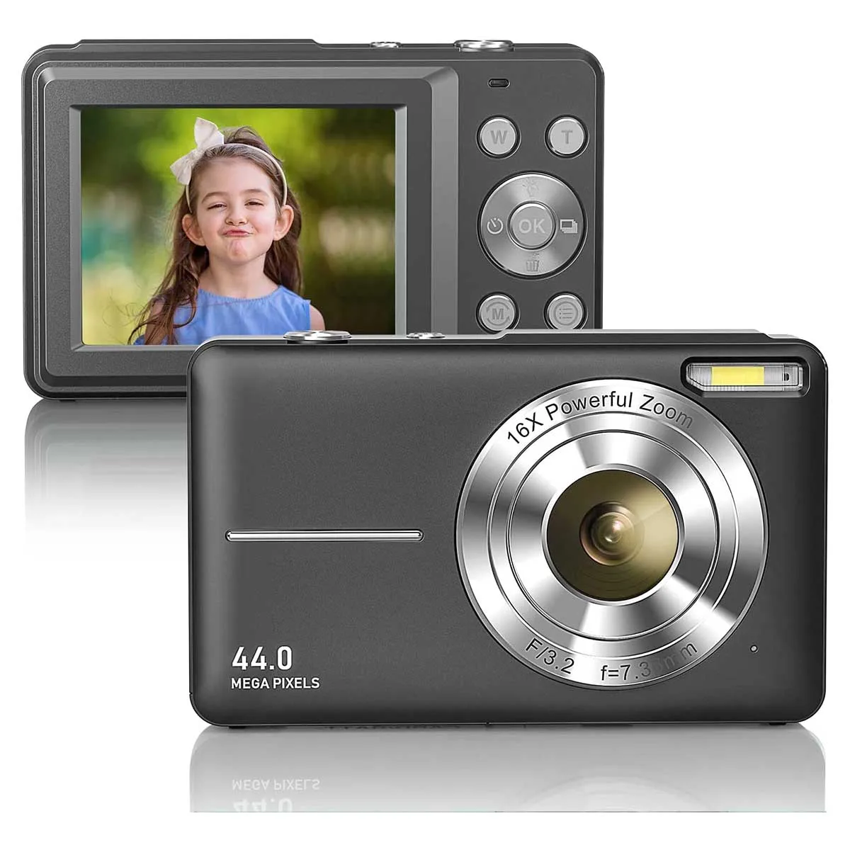 

1080P Full HD Digital Camera 44MP Compact Camera 2.4 Inch LCD Screen 16X Digital Zoom Camera Mini Video Camera