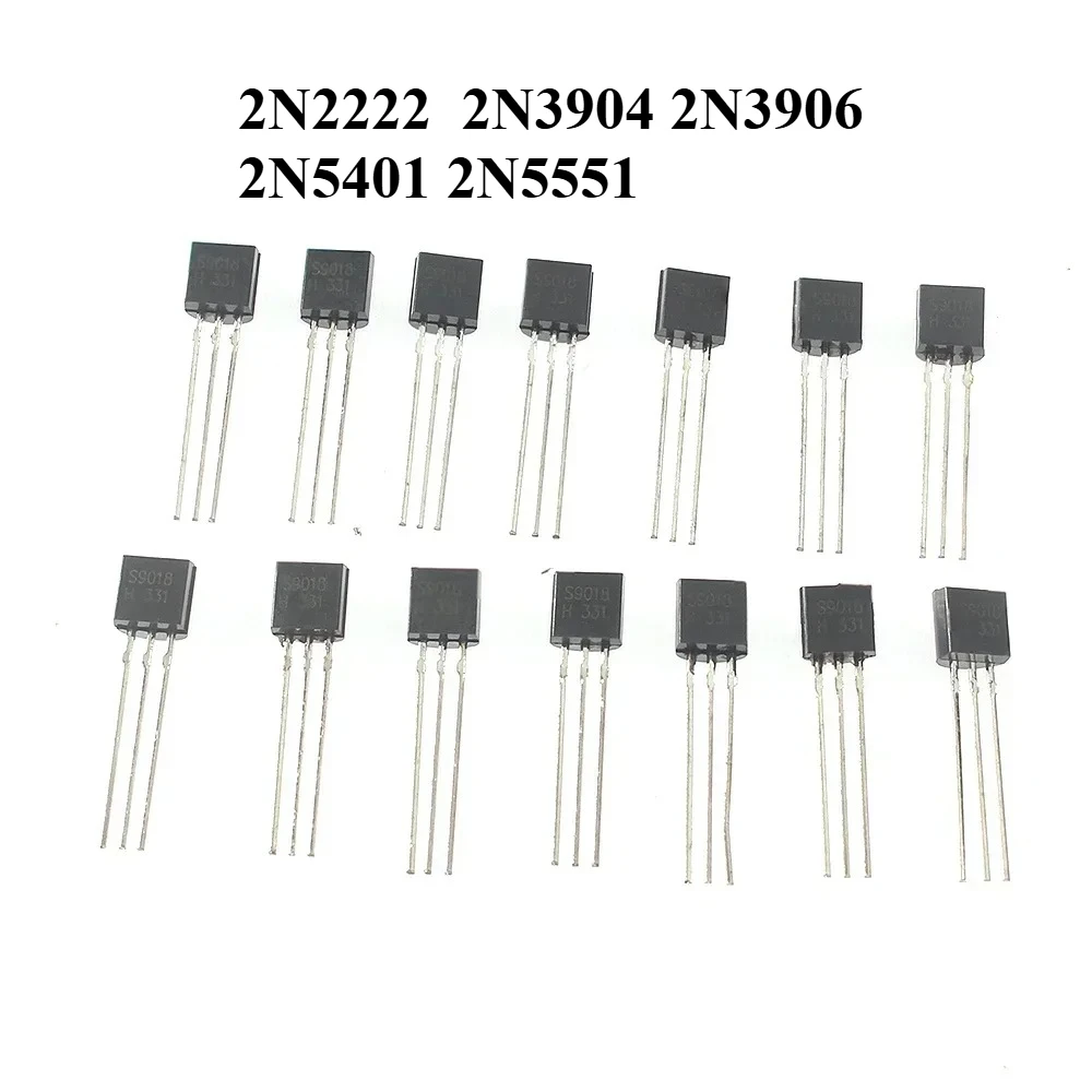 100 STKS Transistors Set 5 Types 2N2222 2N3904 2N3906 2N5401 2N5551 Transistors Kit NPN PNP 20 stuks Per Waarden Elektronica Kit