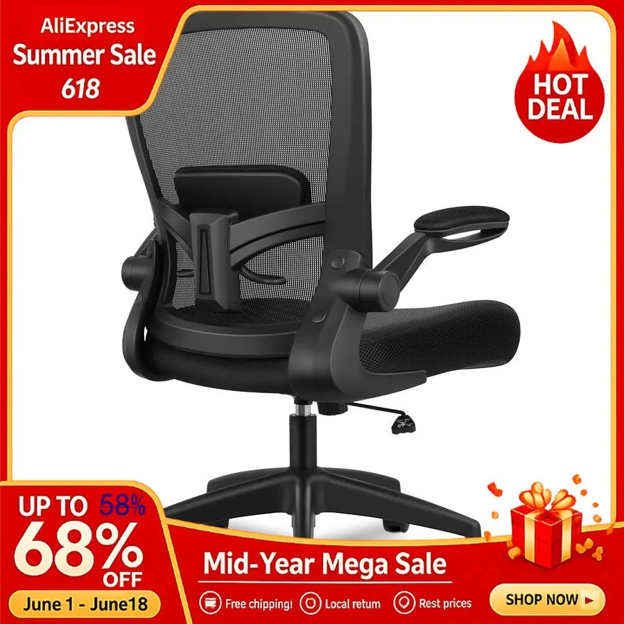 

Office Chair, Ergonomic Desk Chair Breathable Mesh Chairs Adjustable High Back Lumbar Support Flipup Armrests, Exec Customizable