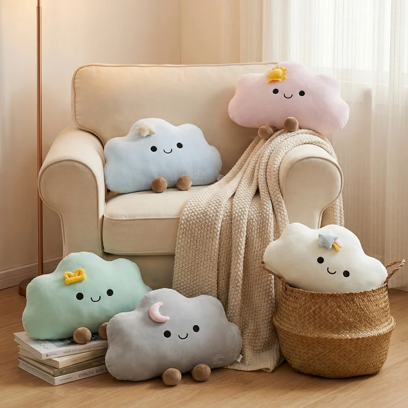 

55cm Creative Cloud Shaped Pillow with Sun Moon Star Cute Cloud Cushion Home Bedroom Decor Perfect Gift for Kids Adults