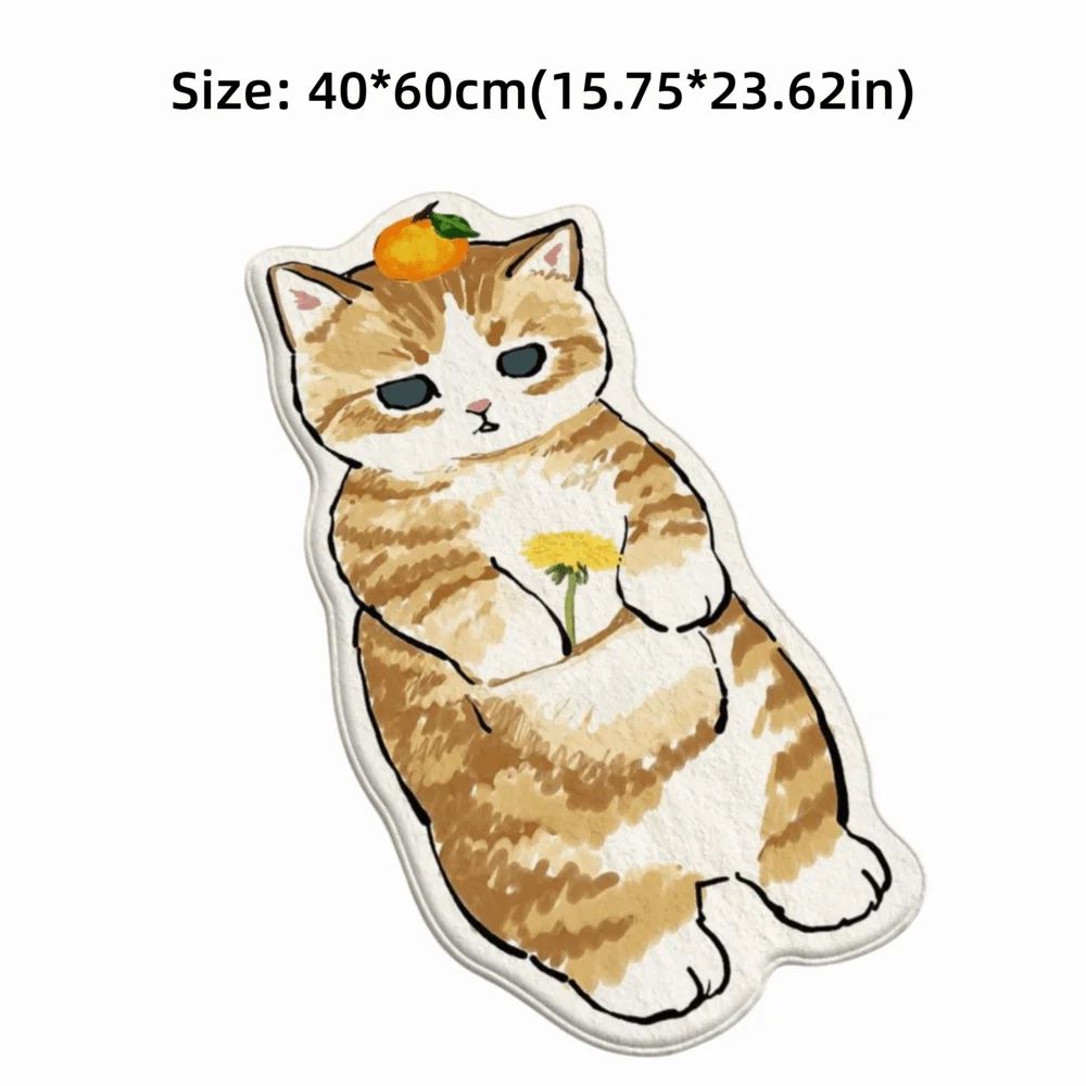 Cute Faux Cashmere Cartoon Cat Carpet Soft Room Decor Bedroom Area Rugs Irregular Bedside Rug for Living Room view 6