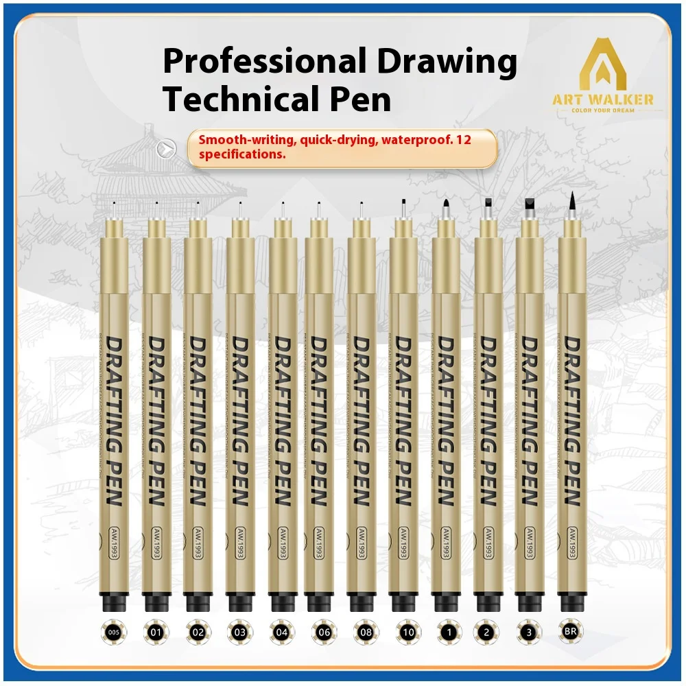 1/6/9/12 pçs mangá preto fineliner marcadores vários pontas de caneta para esboço desenho arquitetônico pintura em quadrinhos arte material escolar