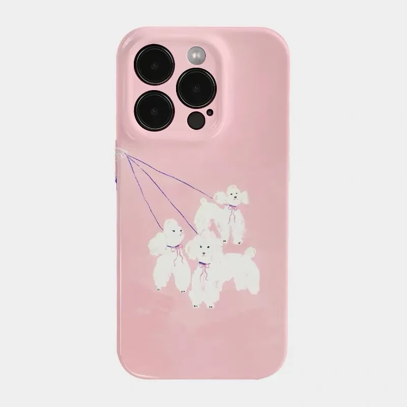 

Three Pink Poodle Dogs Phone Case for IPHONE 17 Air 16E 15 PROMAX 14 Plus 13 12 MINI 11 PRO 16Plus XR XS MAX Acrylic Phone Cover