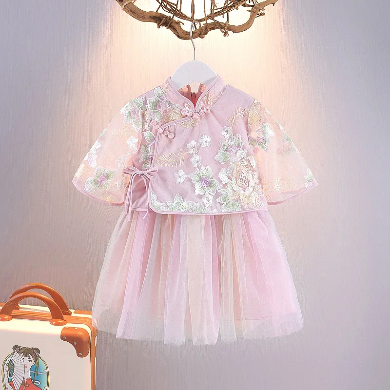 Girl\'s Qipao Dress Spring Autumn Summer Chinese Style Children Little Girl Tang Dress Ancient Style Cross border Princess Dress