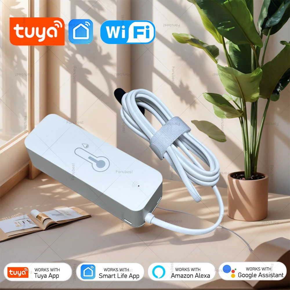 Tuya WiFi مستشعر درجة الحرارة والرطوبة مع مقياس حرارة مسبار خارجي، مراقب التطبيق، أتمتة المنزل، دعم Alexa Google Assistant #1