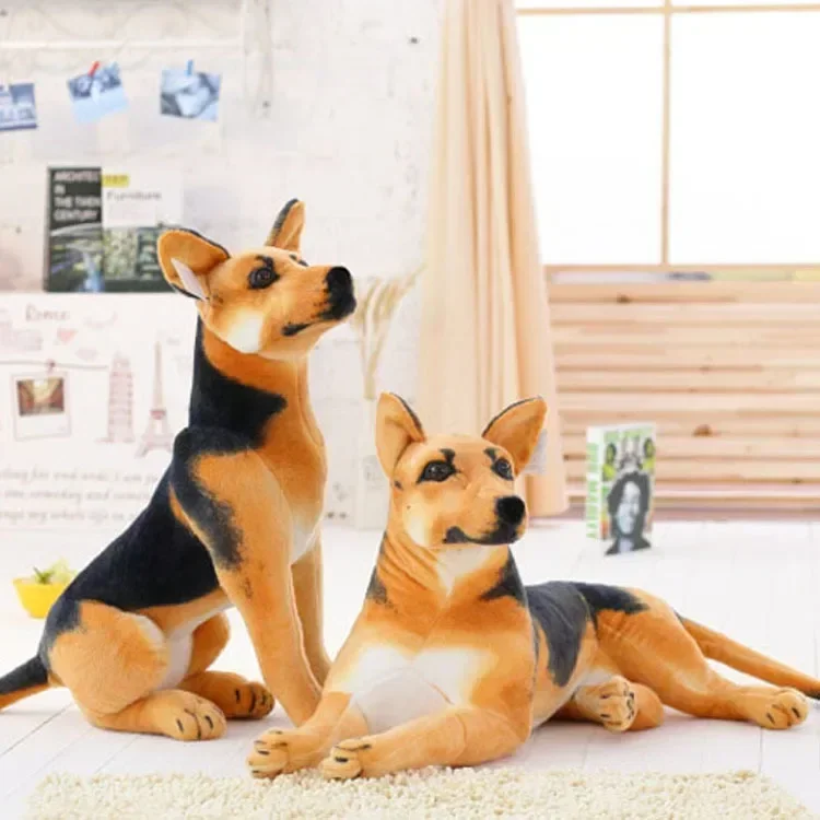 

[Funny] 90cm shepherd dog and bone Stuffed Plush doll toy simulation animal sit prone dog model home decoration kids best gift